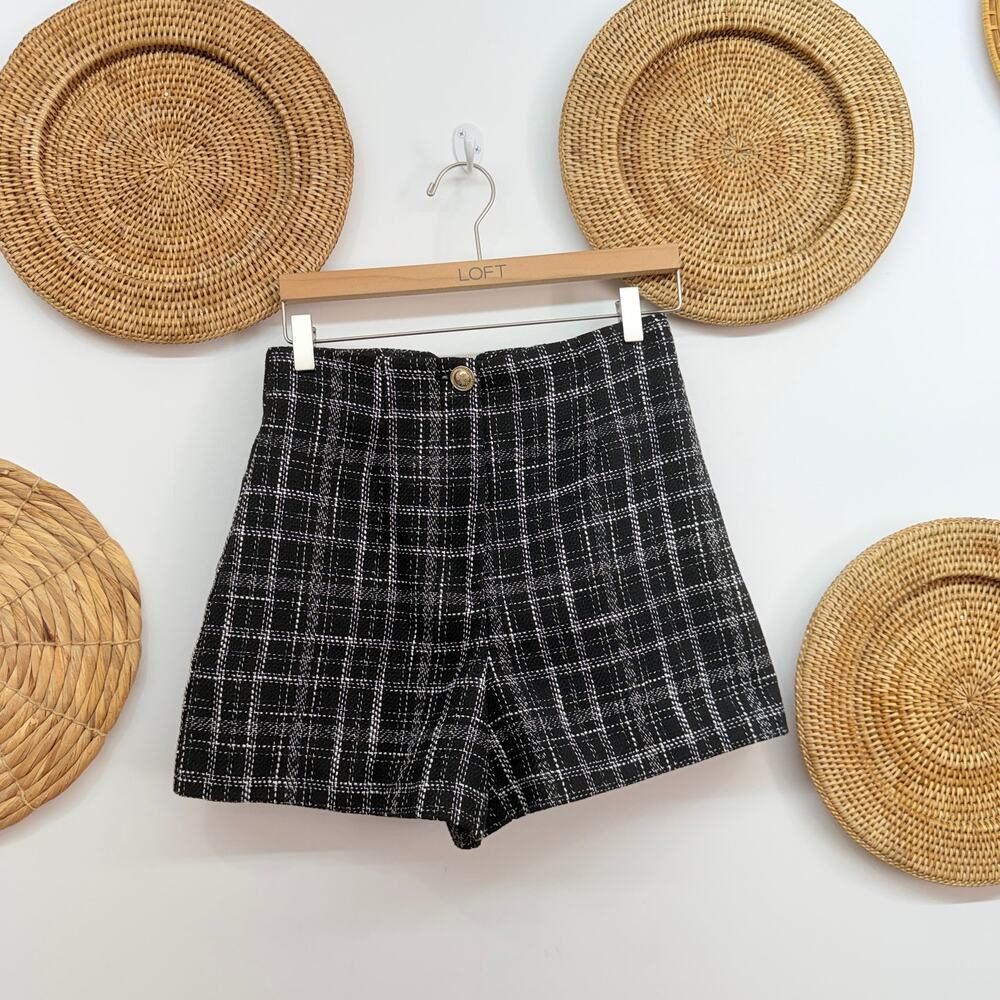 Zara Tweed High Rise Shorts Medium - Picture 2 of 4
